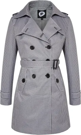 Women's Waterproof Trench Coat Double-Breasted Classic Lapel Petite Overcoat Belted Slim Outerwear Coat