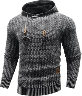 Zaitun Mens Acid Wash Cotton Hoodies Pullover Sweatshirt Long Sleeve Waffle Hoodies Streetwear